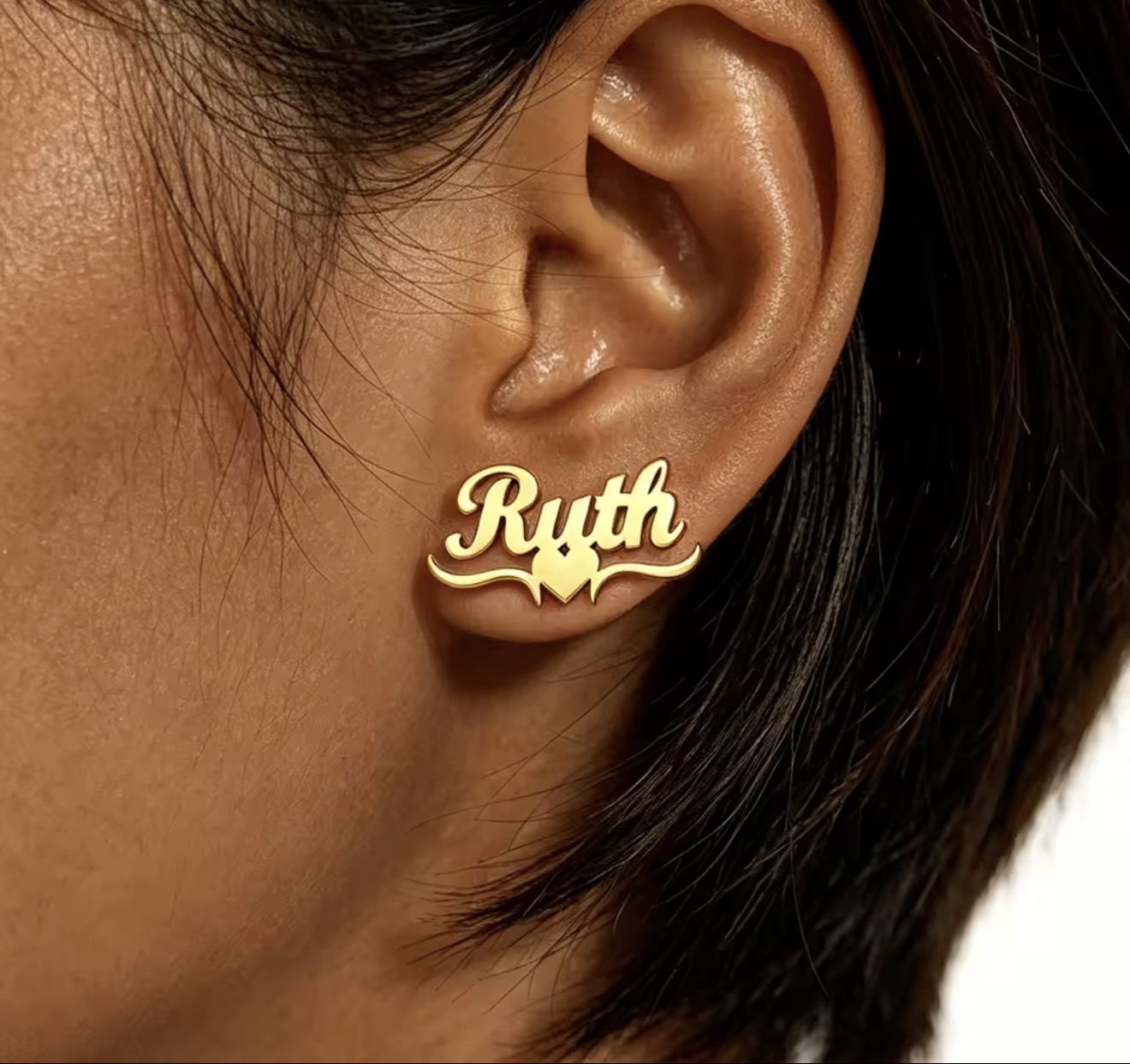 Personalized name stud earrings