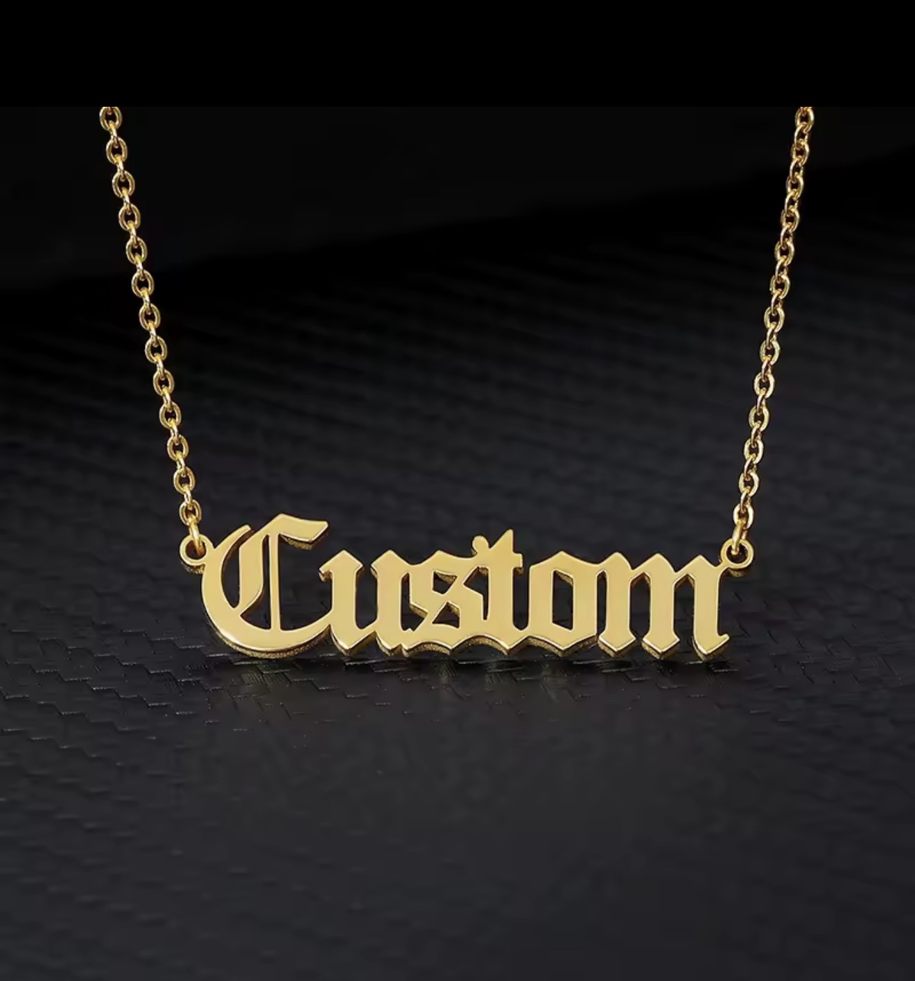 Gothic-style custom name necklace